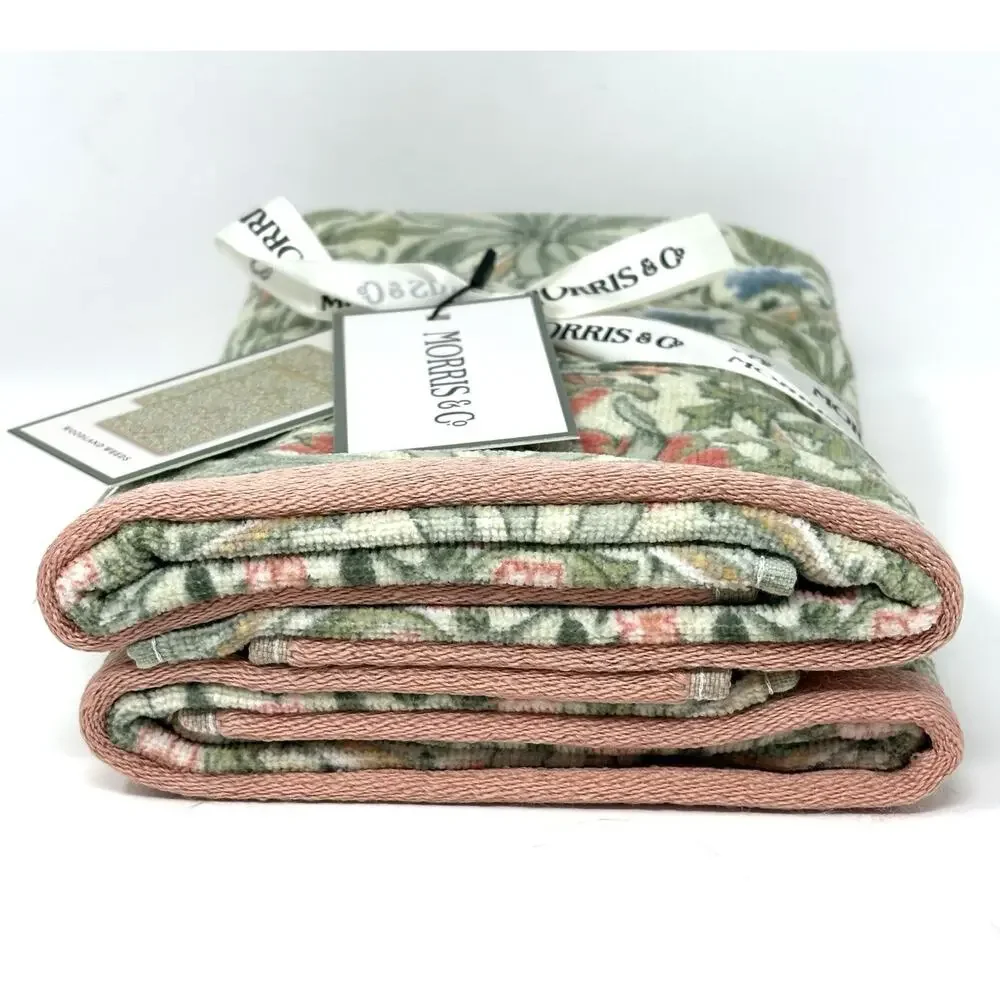 William Morris & Co Hand Towels Woodland Weeds Coral Velour NWT Set Of 2
